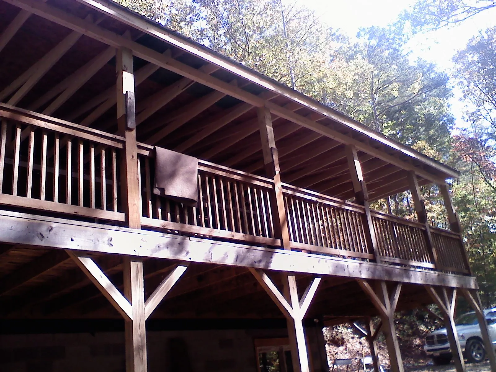 Timber framing under a new elevated porch and deck — Roof Leak Repair in Gap by Roofing Brothers